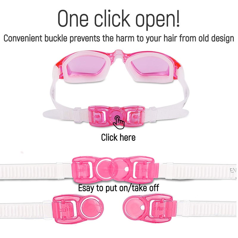 EverSport Kids Swim Goggles, Pack of 2 Swimming Goggles for Children Teens, Anti-Fog Anti-UV Youth Swim Glasses Leak Proof for Age4-16 - Image 3